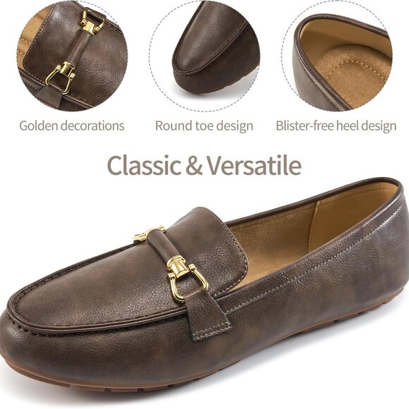 Women’s Faux Leather Loafers Casual Flats Comfort Slip On Rubber Sole Size 6 - Picture 4 of 6